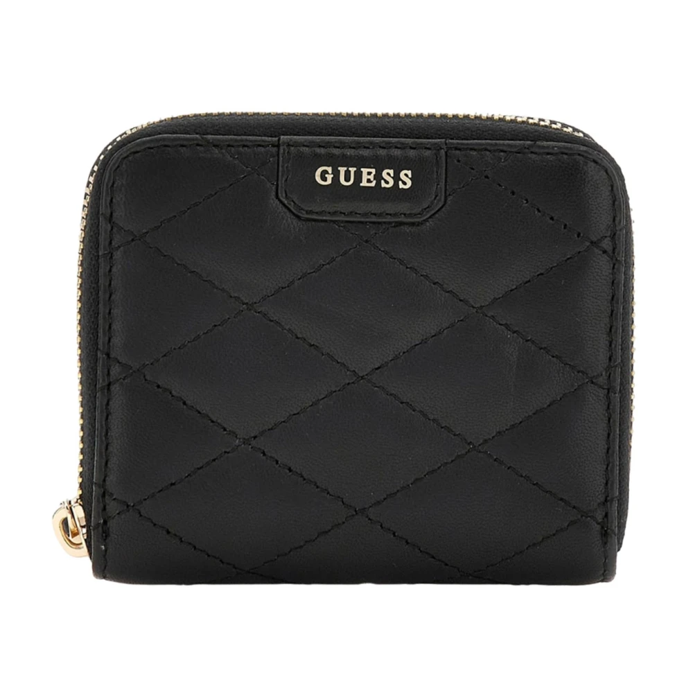 Guess Zwarte leren damesportemonnee Black Dames