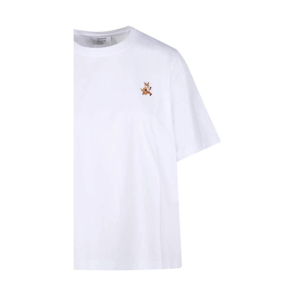 Maison Kitsuné Witte Fox Patch Tee-Shirt Comfort White Dames