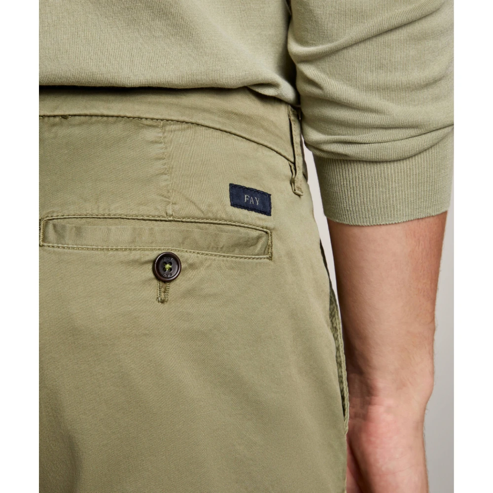 Fay Stretch katoenen gabardine broek Green Heren