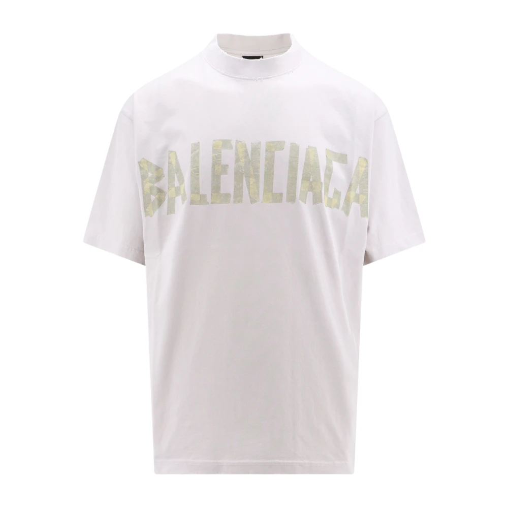 Balenciaga Witte Crew-neck T-shirt met Gewassen Effect White Heren