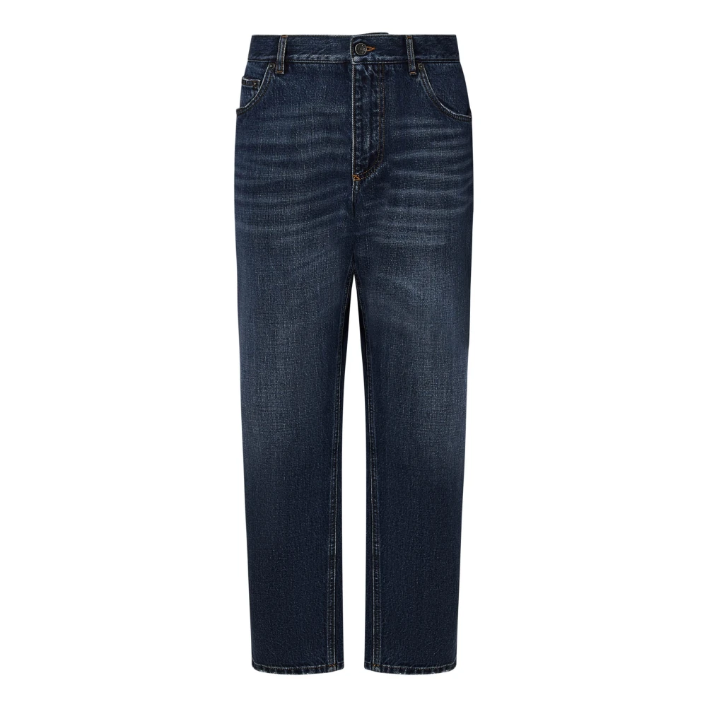 Dolce & Gabbana Blauwe Loose Fit Jeans Knoopsluiting Blue Heren