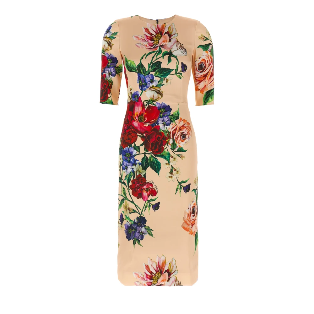 Dolce & Gabbana Vrouw Multicolor Kleedjes Dames, Veelkleurig, L, Midi-Jurk Met Bloemenprint