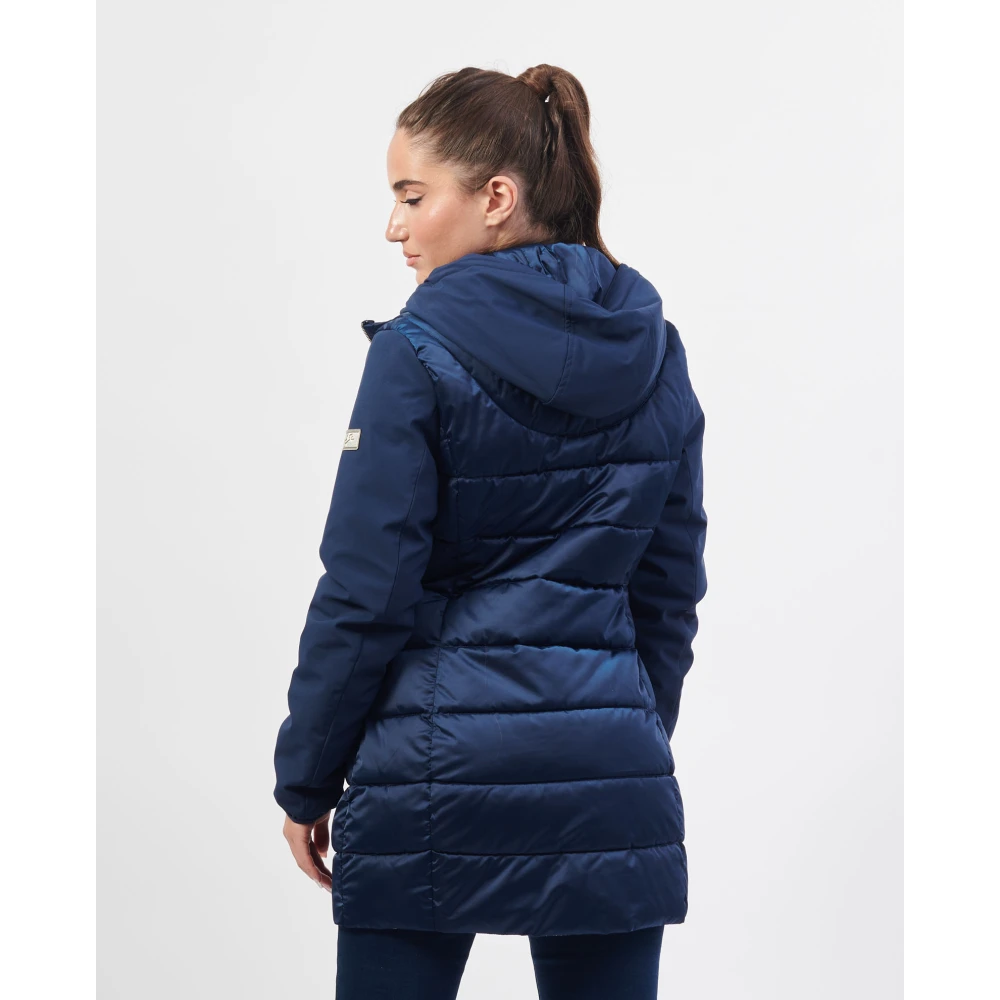 YES ZEE Blauwe Gewatteerde Hoodie Jas Blue Dames