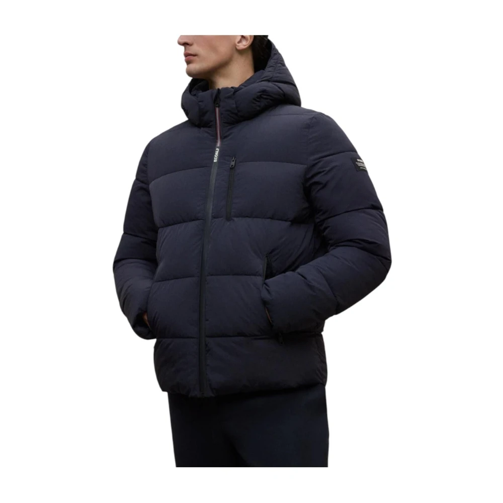 Ecoalf Men's Blue Quilted Hooded Jacket - Winter Jackets - 2XL - Jackets