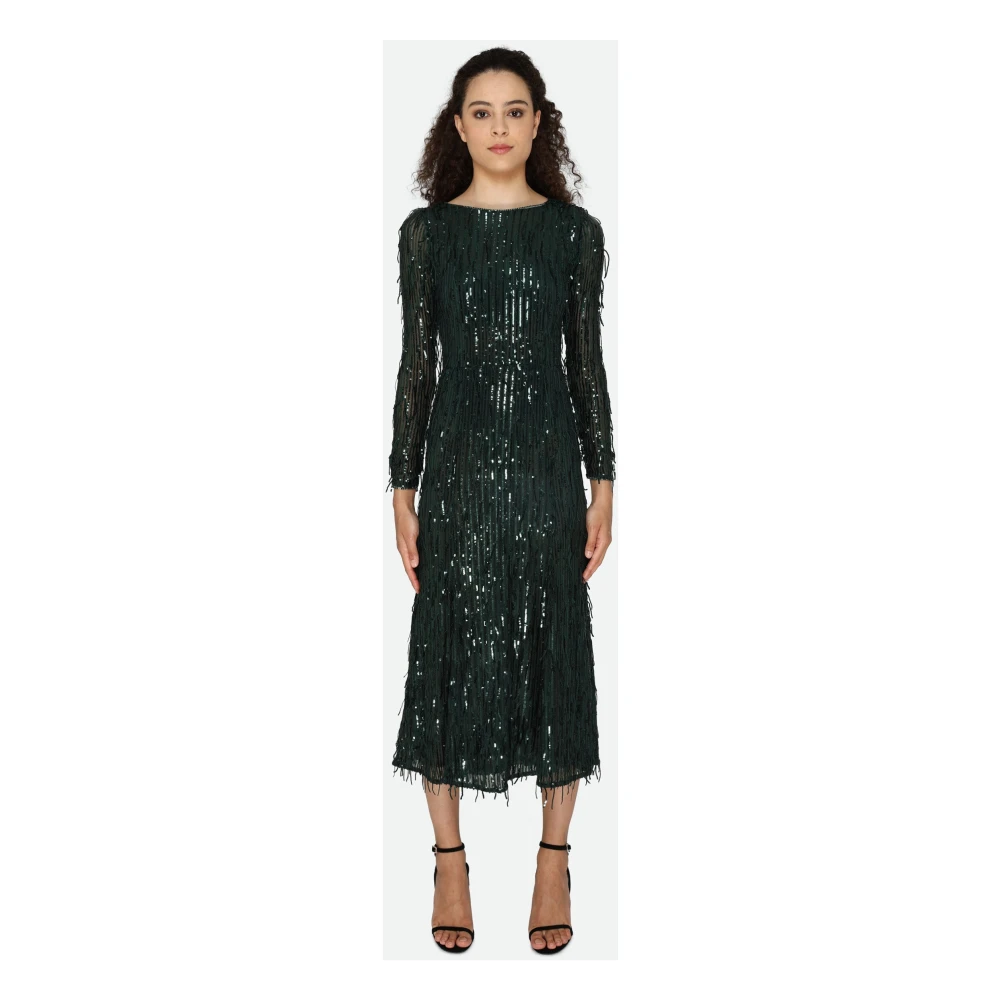 Guess Paillet Lange Mouw Jurk Zwart Black Dames