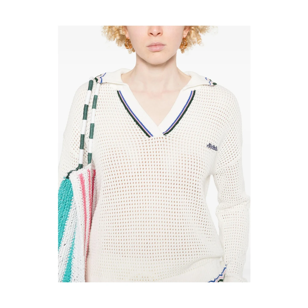 Maison Labiche Witte Logo Patch Trui White Dames