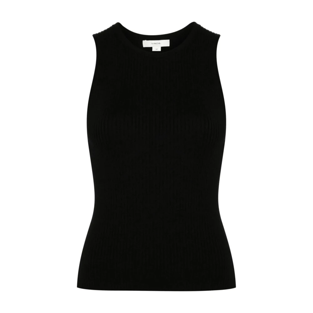 Vince Geribbelde Mouwloze Tanktop Black Dames