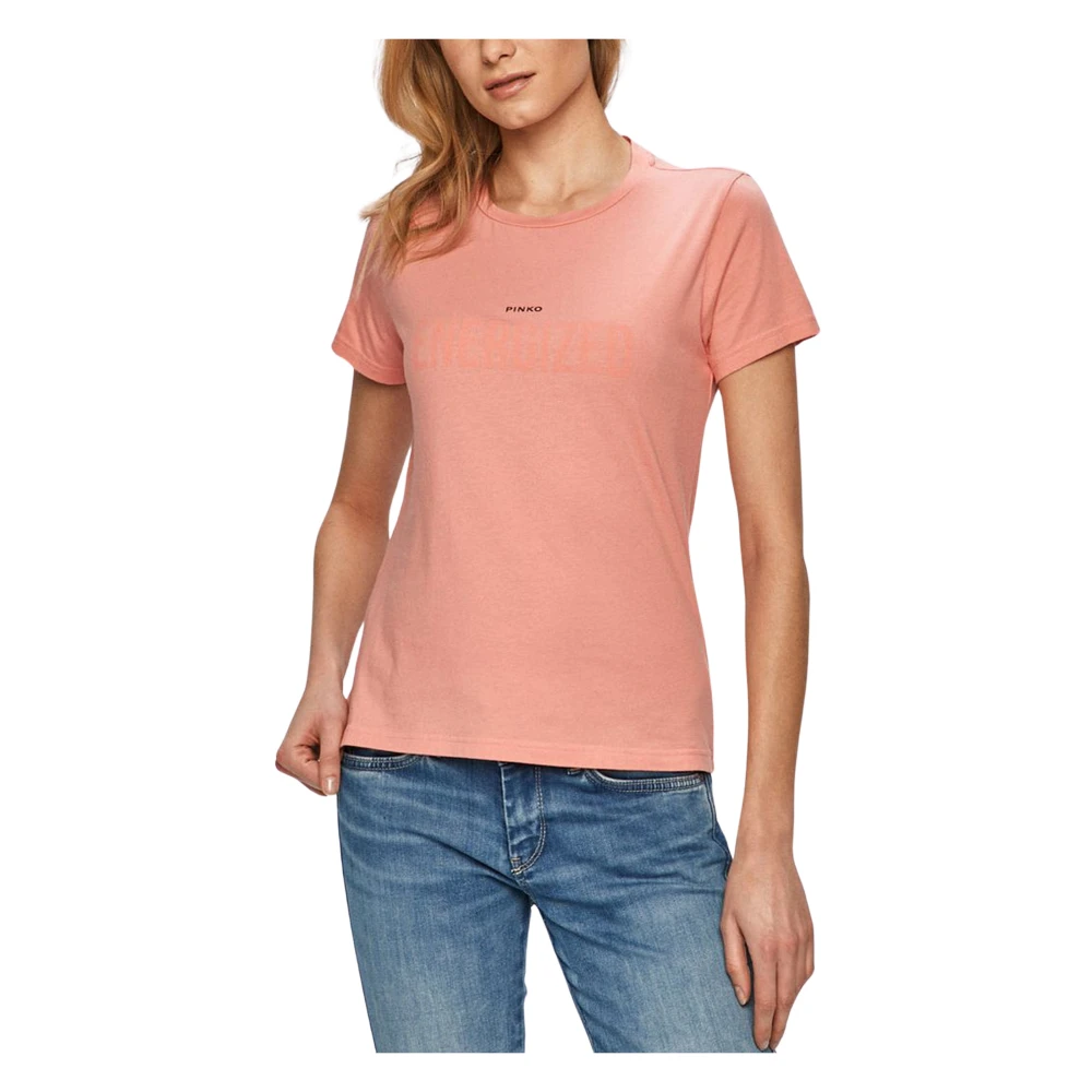 Pinko Katoenen Jersey T-shirt Orange Dames