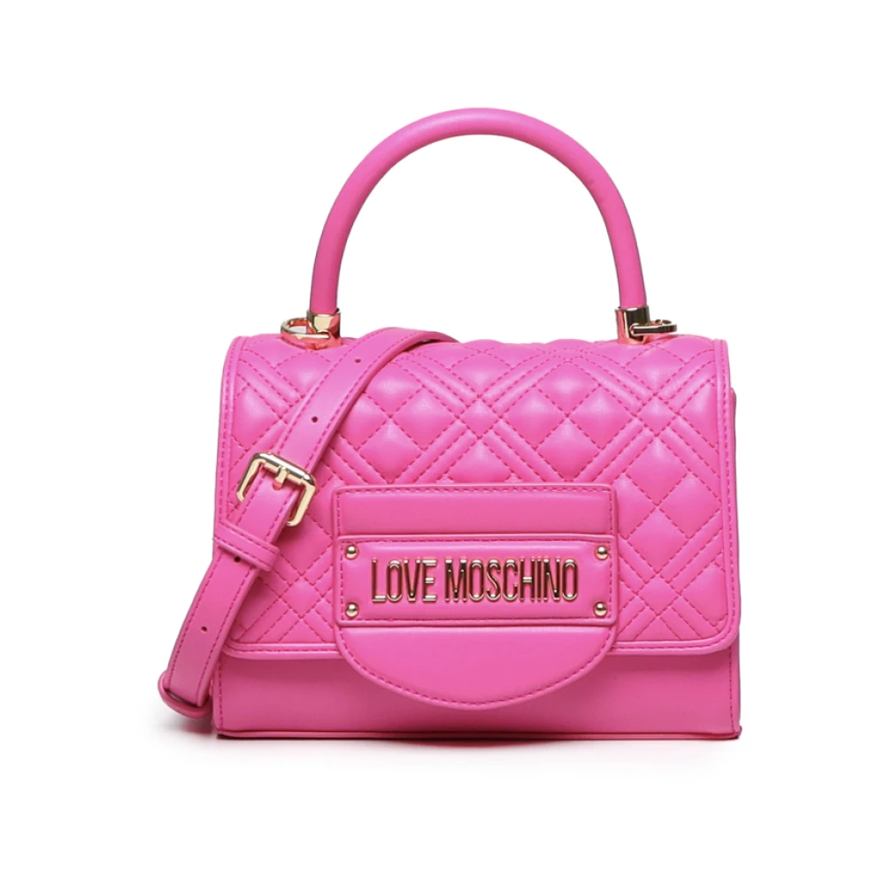 Love Moschino Quilted handtas met verstelbare riem en magnetische sluiting Pink Dames