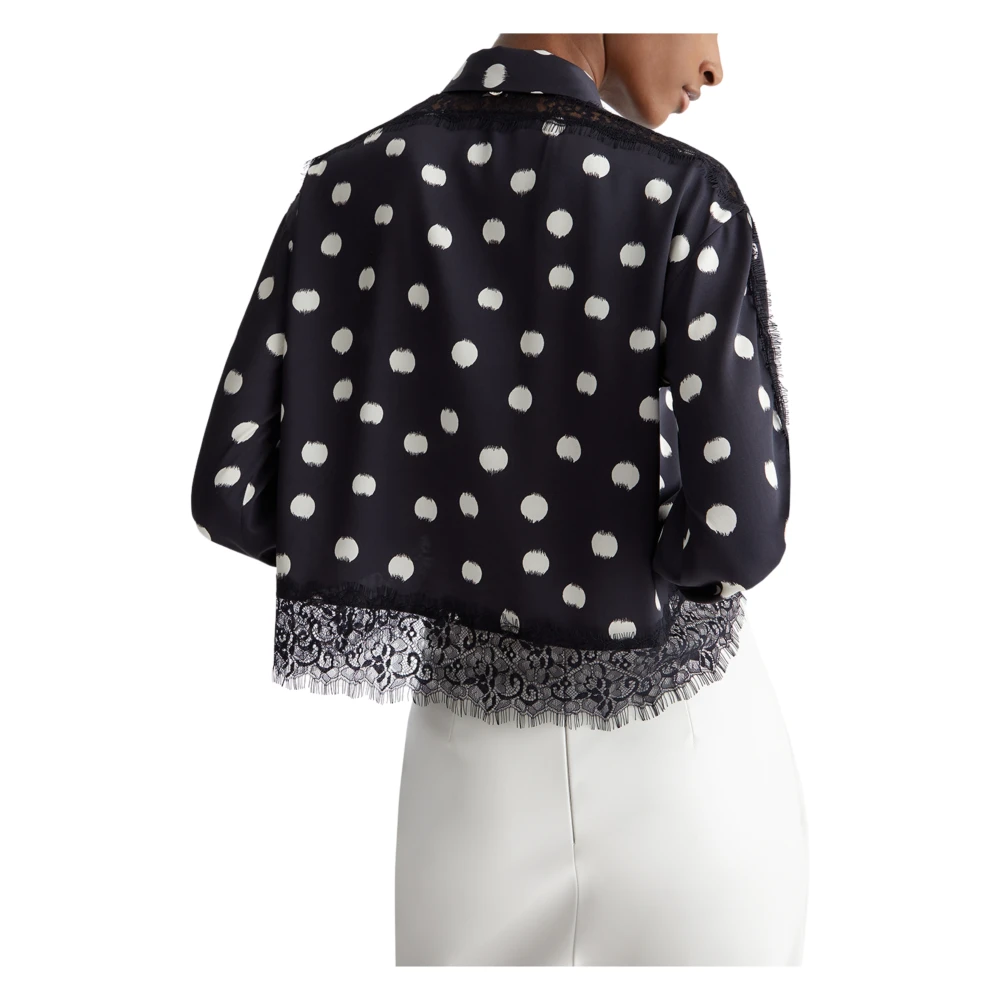 Liu Jo Zwarte gestippelde cropped shirts Black Dames
