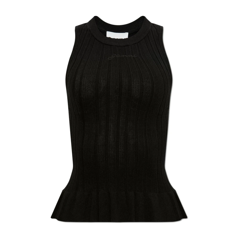 Ganni Top met logo Black Dames