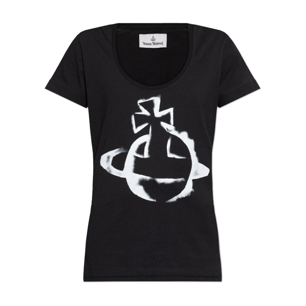 Vivienne Westwood Zwart Top met Ronde Hals en Korte Mouwen Black Dames