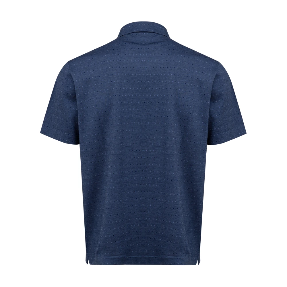 Canali Blauw katoenen shirt met korte mouwen Blue Heren