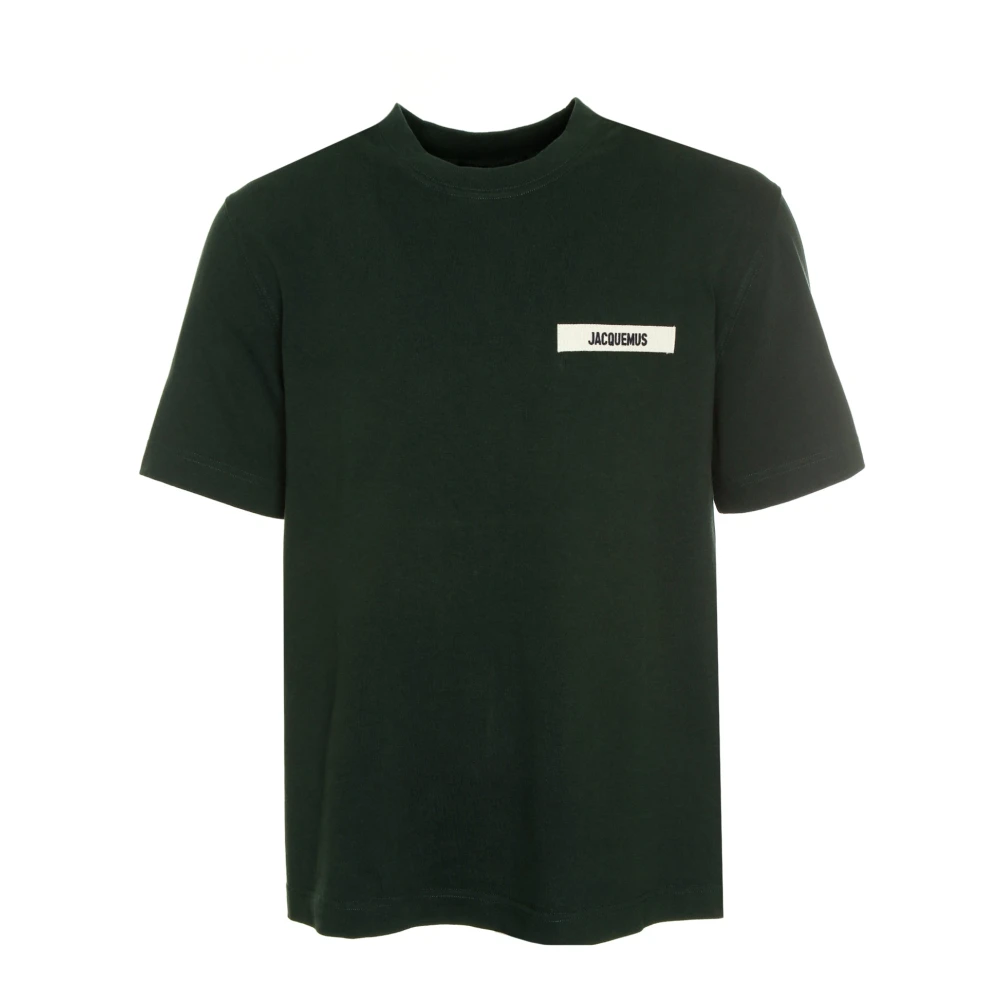 Jacquemus Geribbeld T-shirt met geborduurd logo Green Heren