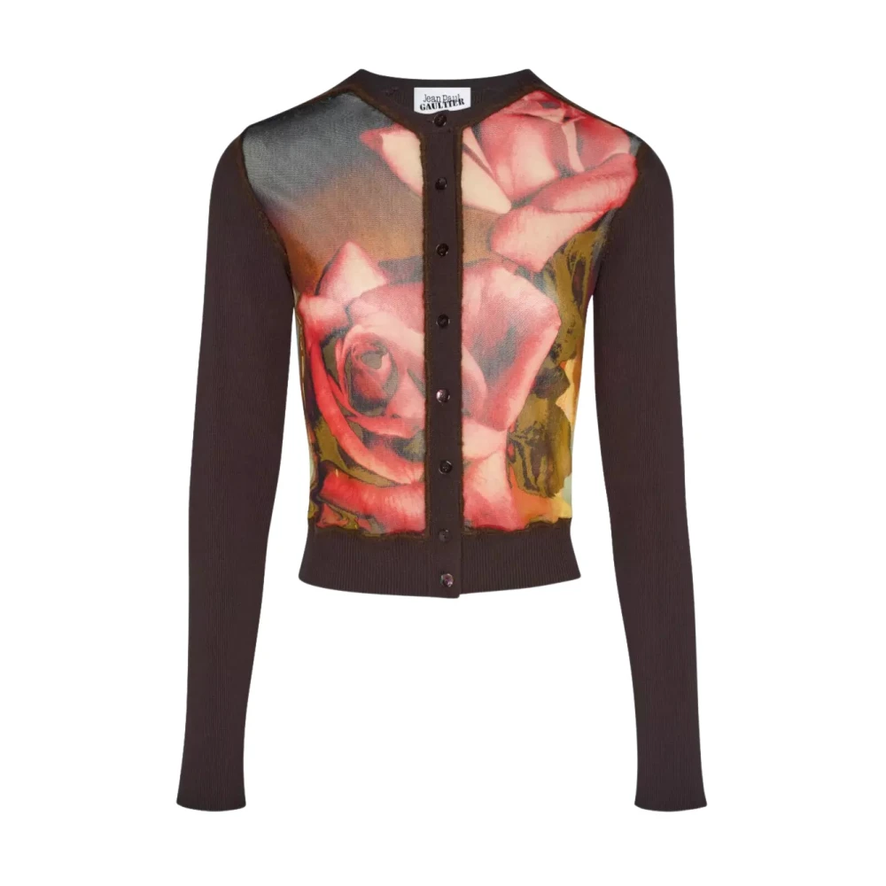 Jean Paul Gaultier Bruine Rozen Vest Mesh Stijl Brown Dames