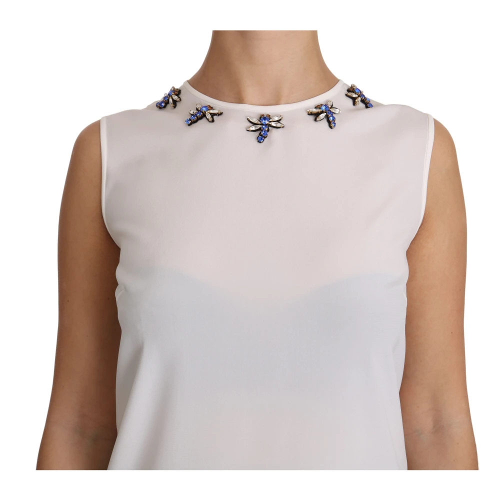 Dolce & Gabbana Sprookjesachtige Kristalversierde Blouse White Dames
