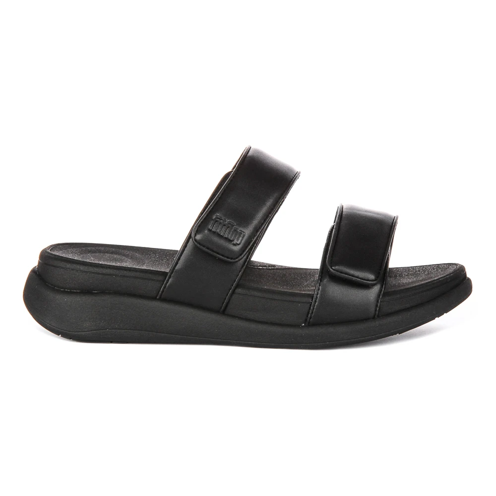 Fitflop Women's Black Sliders, 6 Uk, Faux Leather Sandals For
