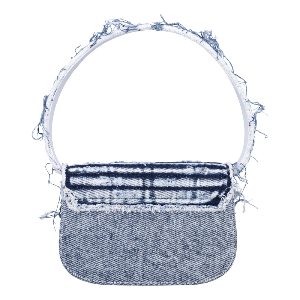 Diesel Lichtblauwe Denim Handtas met Strass Logo Blue Dames