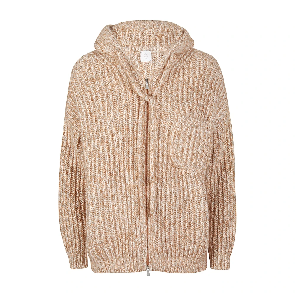 Eleventy Zachte Wol Kasjmier Mohair Zijde Hooded Bomberjack Brown Dames