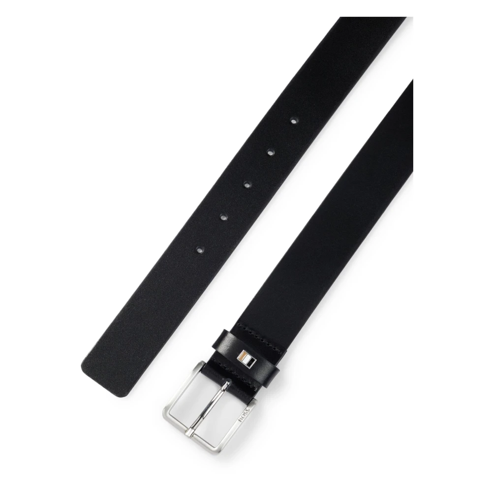 Hugo Boss Leren Riem met 'Ther-Flag' Ontwerp Black Heren
