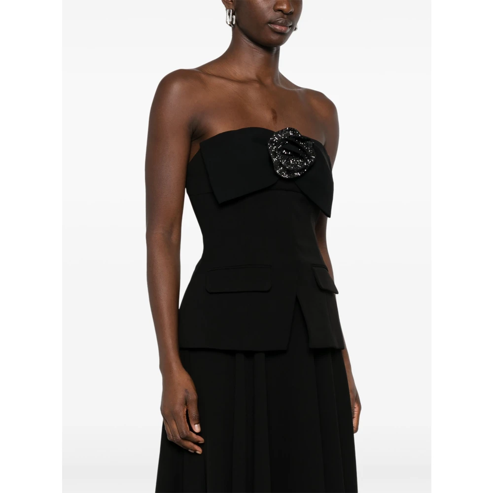 Self Portrait Bow Bandeau Top met Rits Black Dames