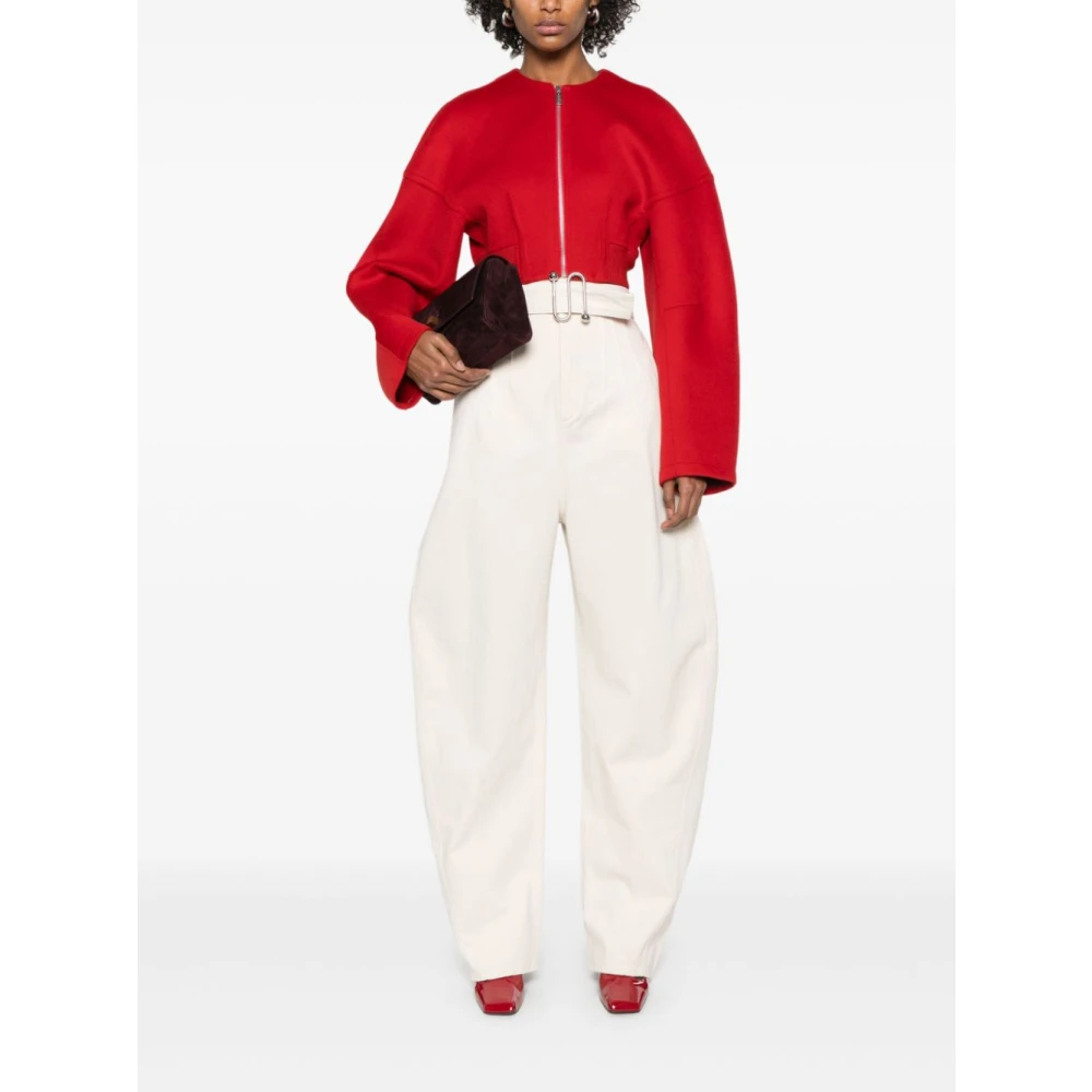 SPORTMAX Rode Drop Shoulder Crop Jas Red Dames