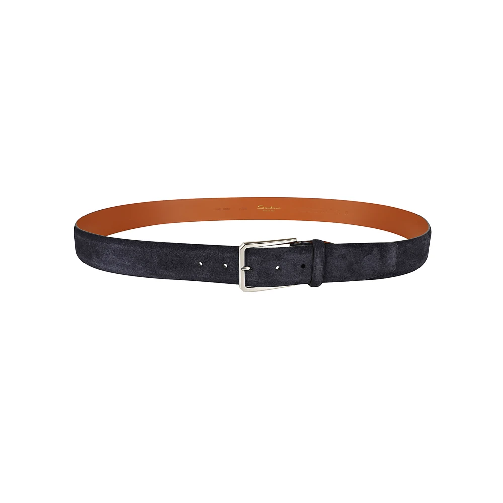 Santoni Bruine Leren Riem Verhoog Stijl Blue Heren