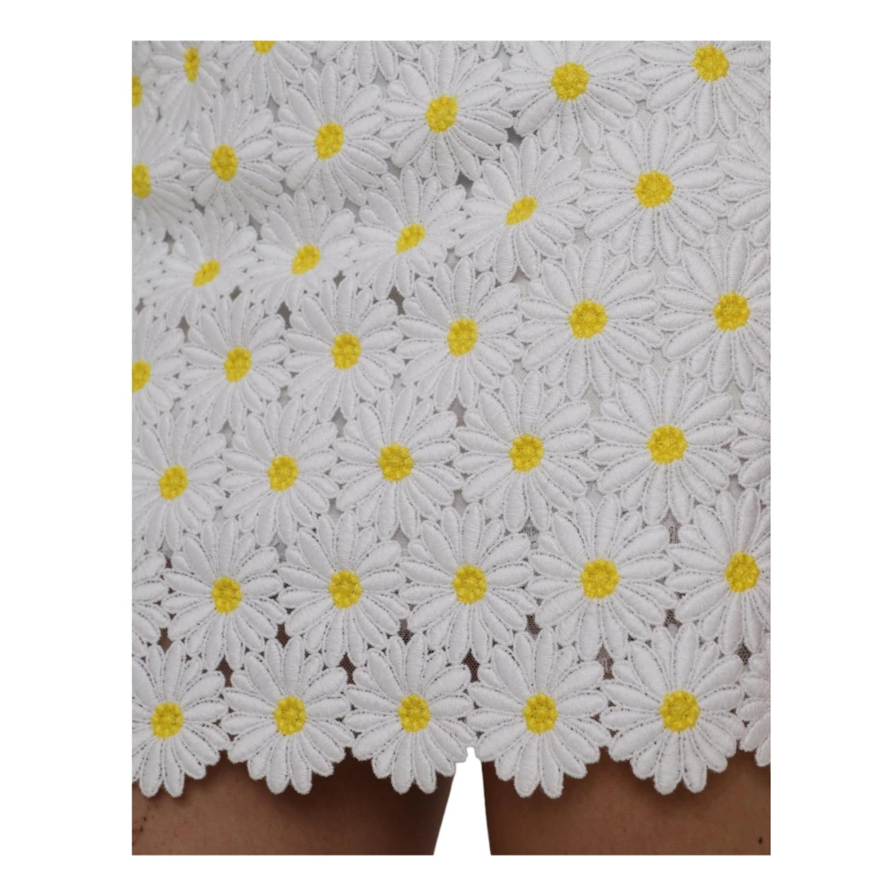 Dolce & Gabbana Bloemen A-lijn Mini Rok Wit White Dames