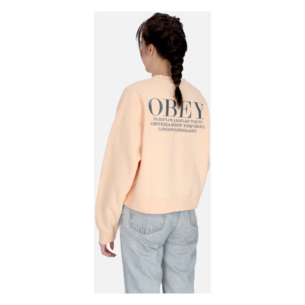 Obey Peach Parfait Crewneck Sweatshirt met Borduursel Pink Dames