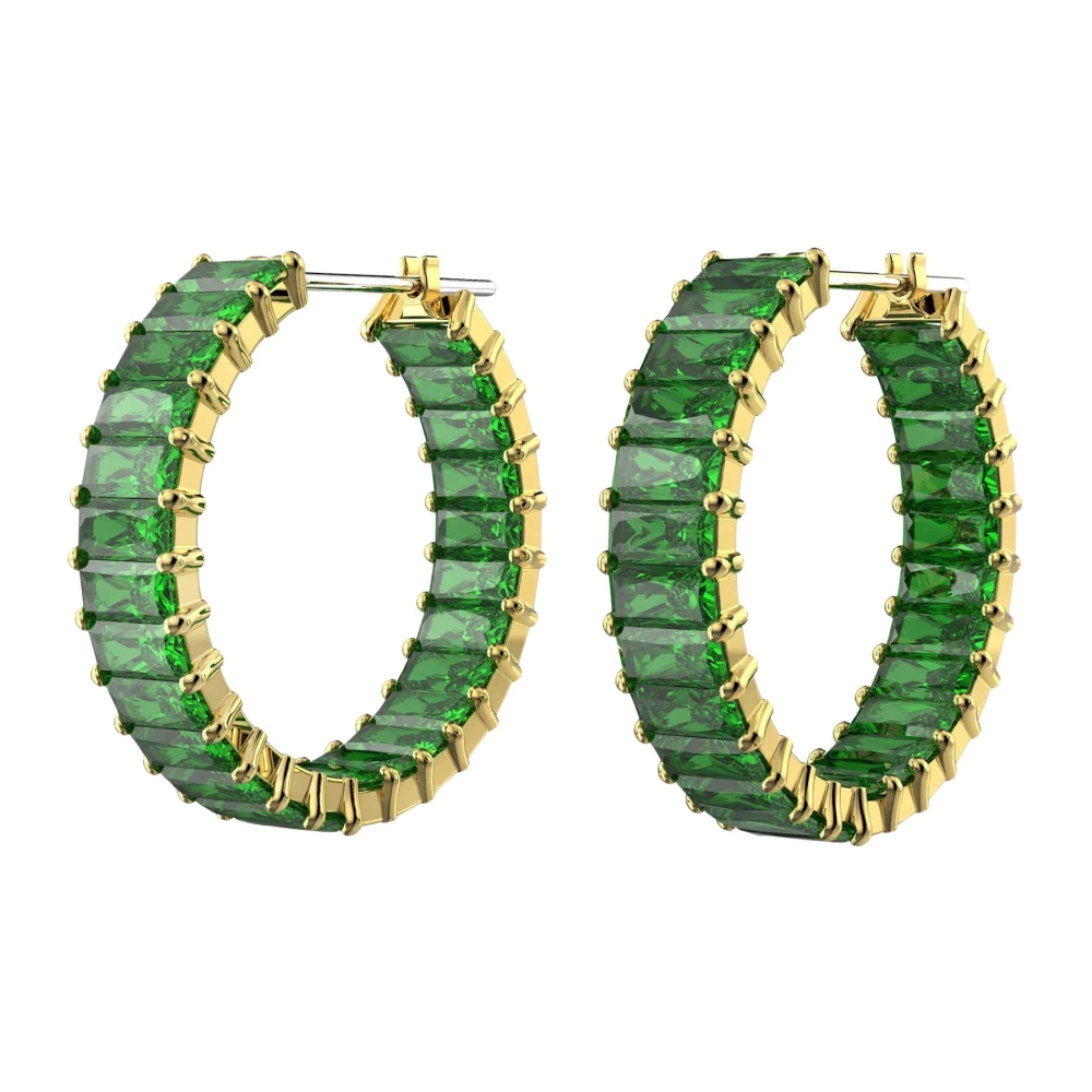 Swarovski Unisex Matrix Creolen Green Gold-Tone 5658651 - Unisex - Earrings - Yellow - One Size - Accessories