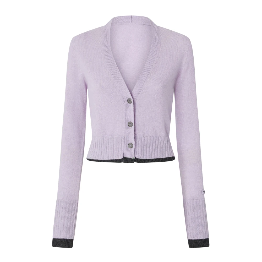 Pinko Korte kasjmier vest met contrasten Purple Dames