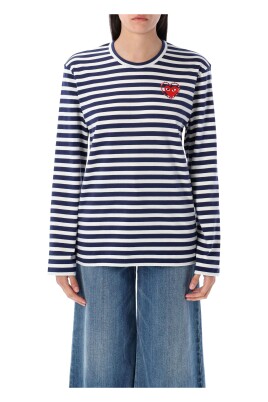 stribet-t-shirt-navy-hvid-rhinestone-hjerte