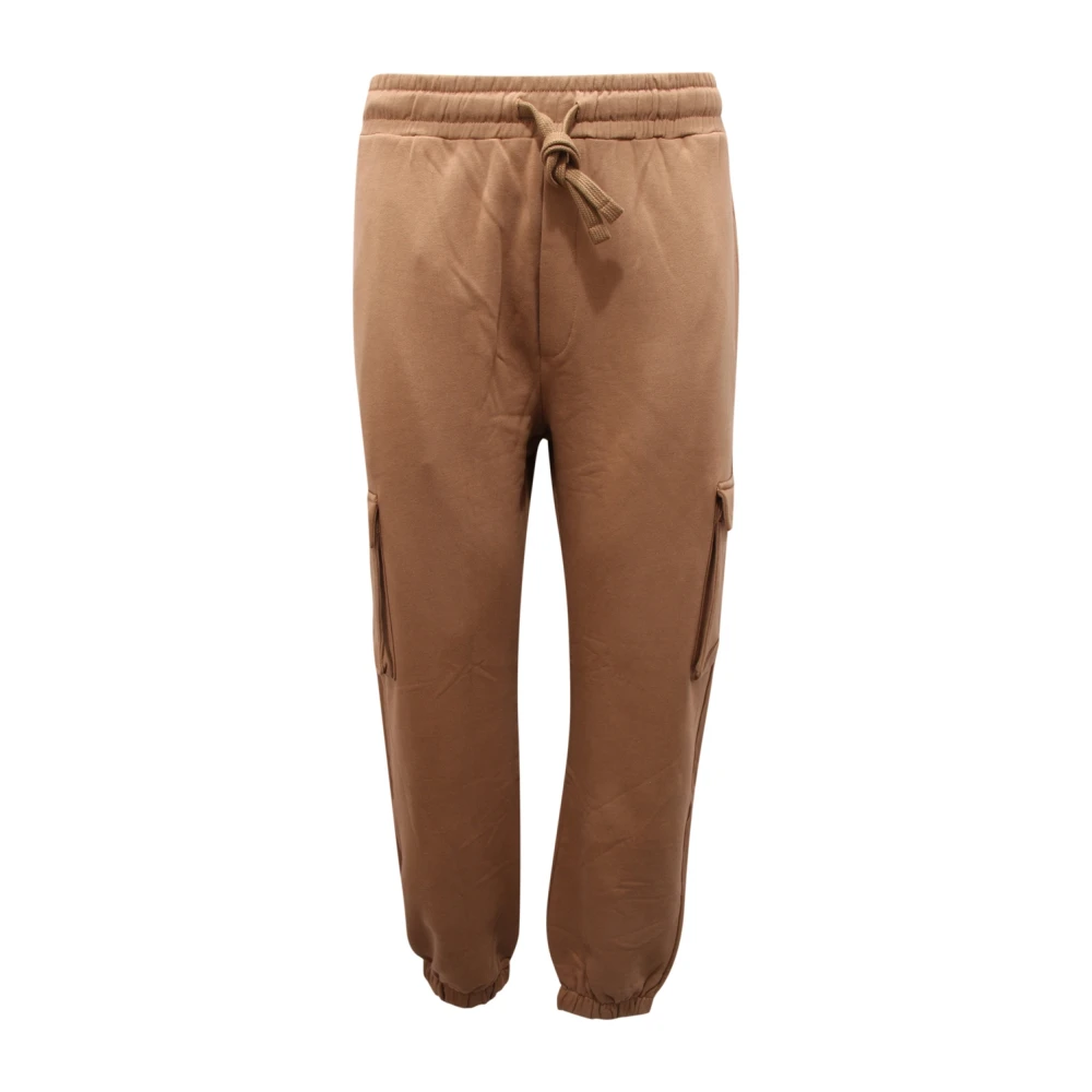 Hinnominate Men's Brown Sweatpants, M, Cargo Joggers With Coffee Print