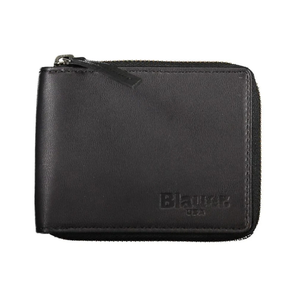 Blauer Elegante leren portemonnee met kaartsleuven Black Heren