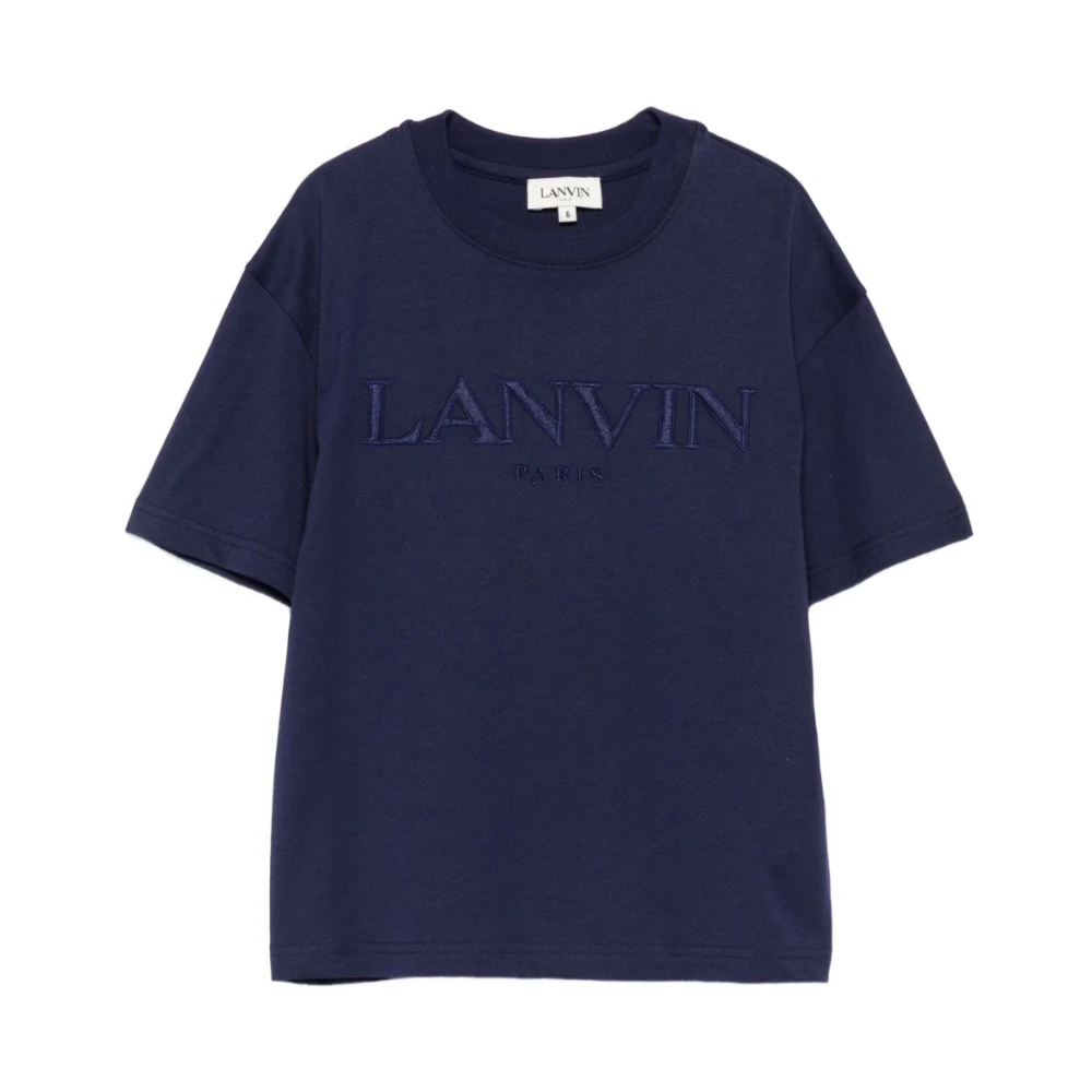 Lanvin Blue Embroidered Logo T-Shirt - Male - Kids Short Sleeve T-Shirts - 4 Y - Kids