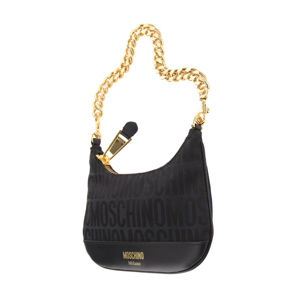 Moschino Monogram Jacquard Schoudertas Black Dames