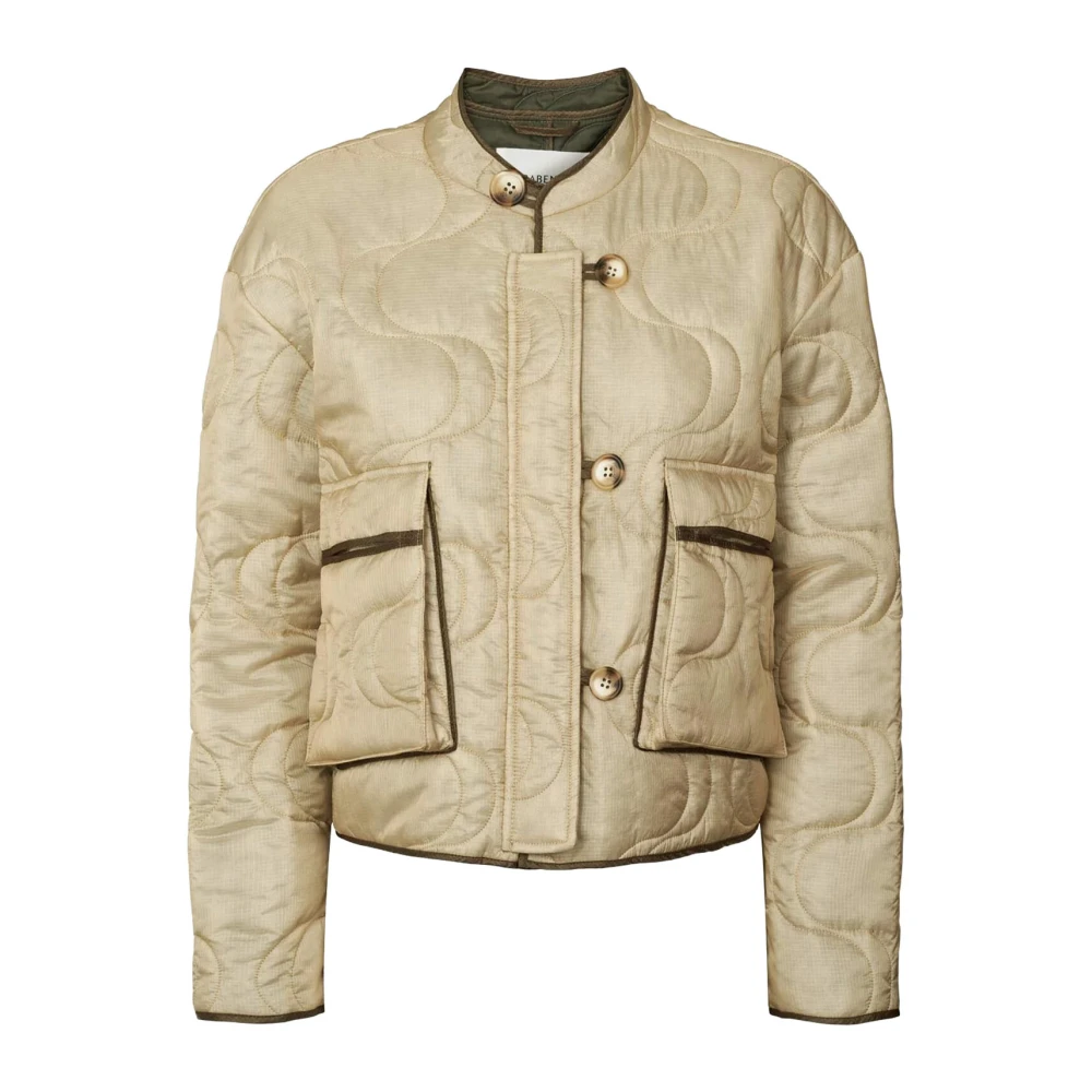 Rabens Saloner Vintage-geïnspireerde Gewatteerde Jas Zand Beige Dames