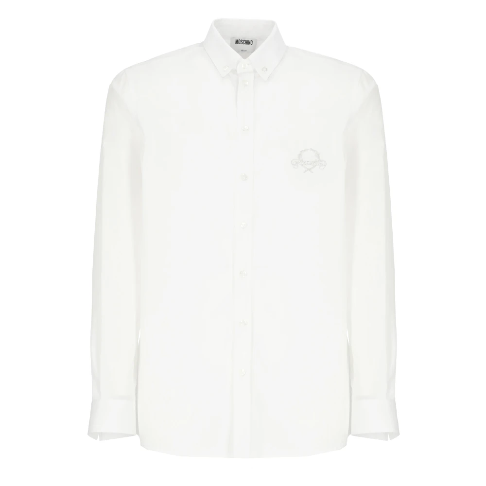 Moschino Homme Blanc Chemises, Taille: S Chemise He En Coton Avec Col