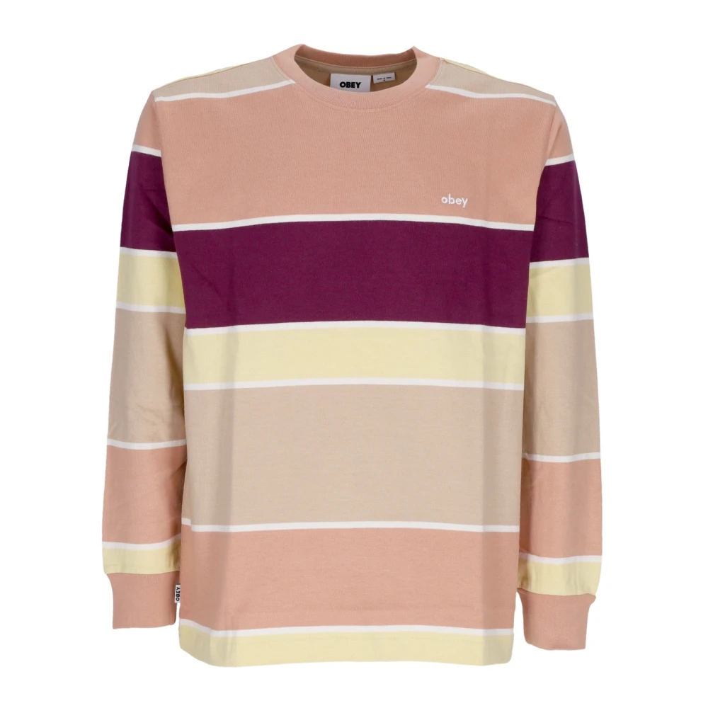 Obey Herr Multicolor Toppar M, Bomull, Nationale Stripe Långärmad Tee