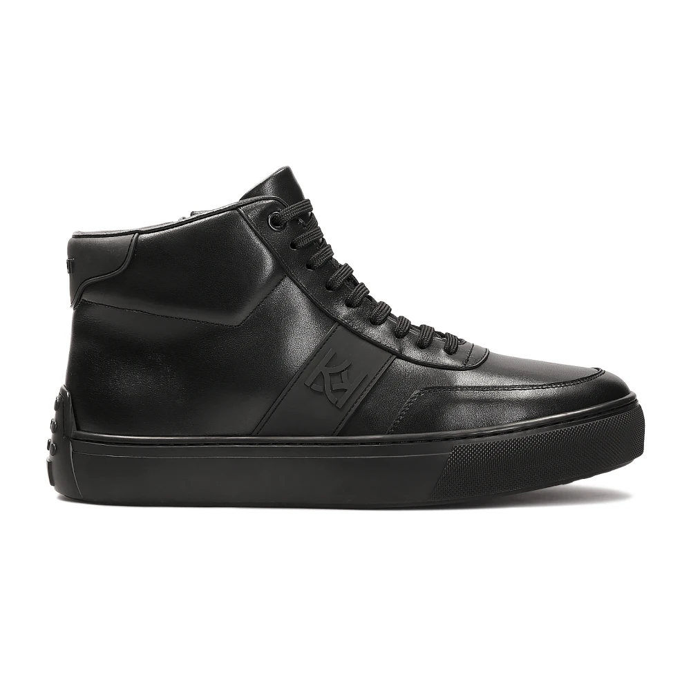 Kazar Leren sneakers met hoge top en monogramontwerp Heren Schoenen Zwart
