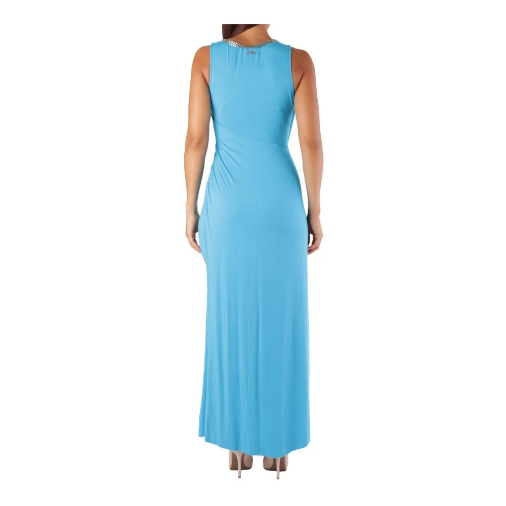 MET Blauwe Mouwloze Jurk Wijd Uitlopende Zoom Blue Dames
