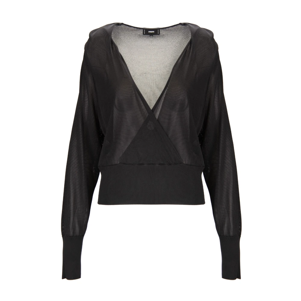 Dsquared2 Women's Black Blouses, M, Deep V-Neck Jumper