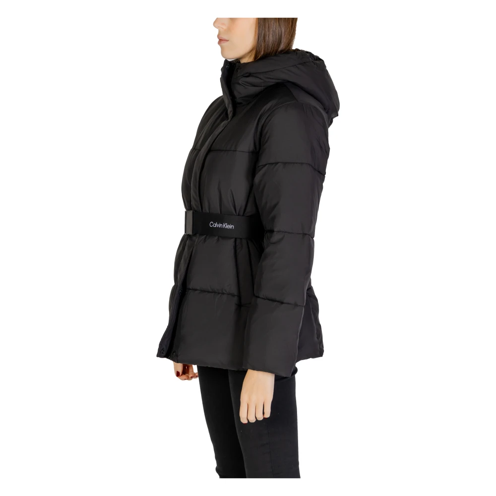 Calvin Klein Zwarte jas met rits en zakken Black Dames