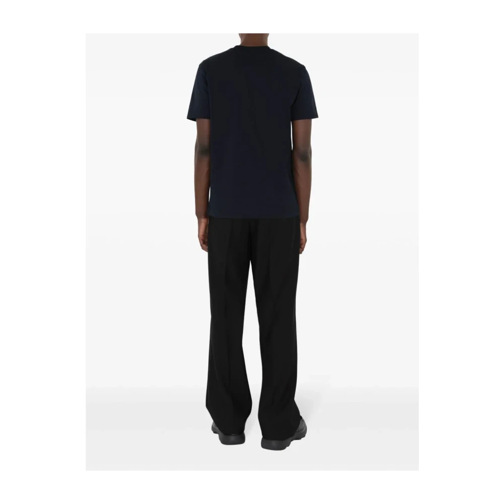 Burberry Equestrian Knight Geborduurd T-shirt Blue Heren