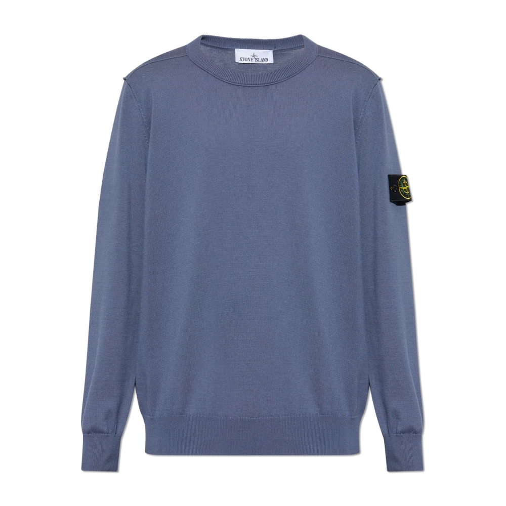 Stone Island Men's Blue Round-Neck Knitwear, 2XL, Crew Neck Jumper