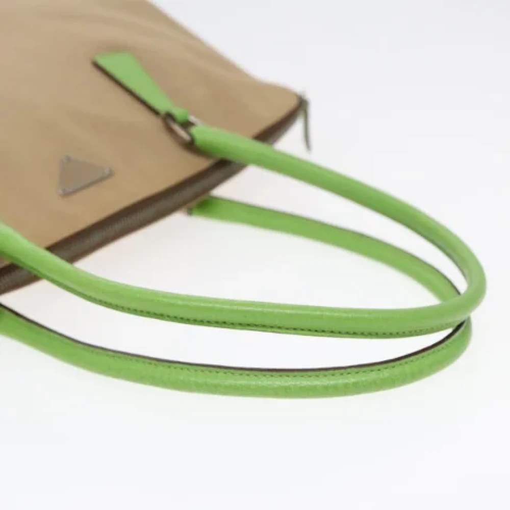 Prada Vintage Pre-owned Canvas prada-bags Beige Dames
