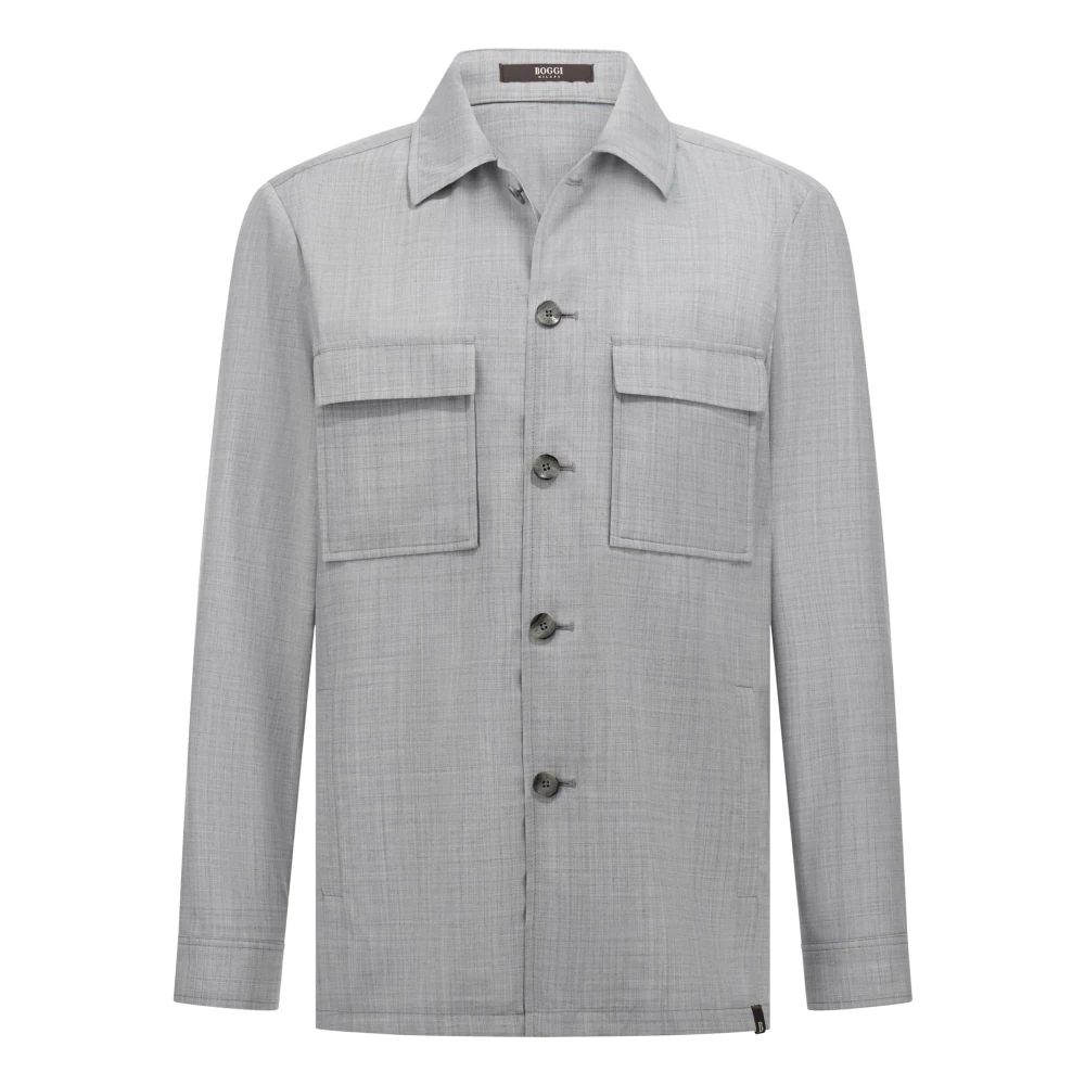 Boggi Milano Link wollen overhemdjas Gray Heren