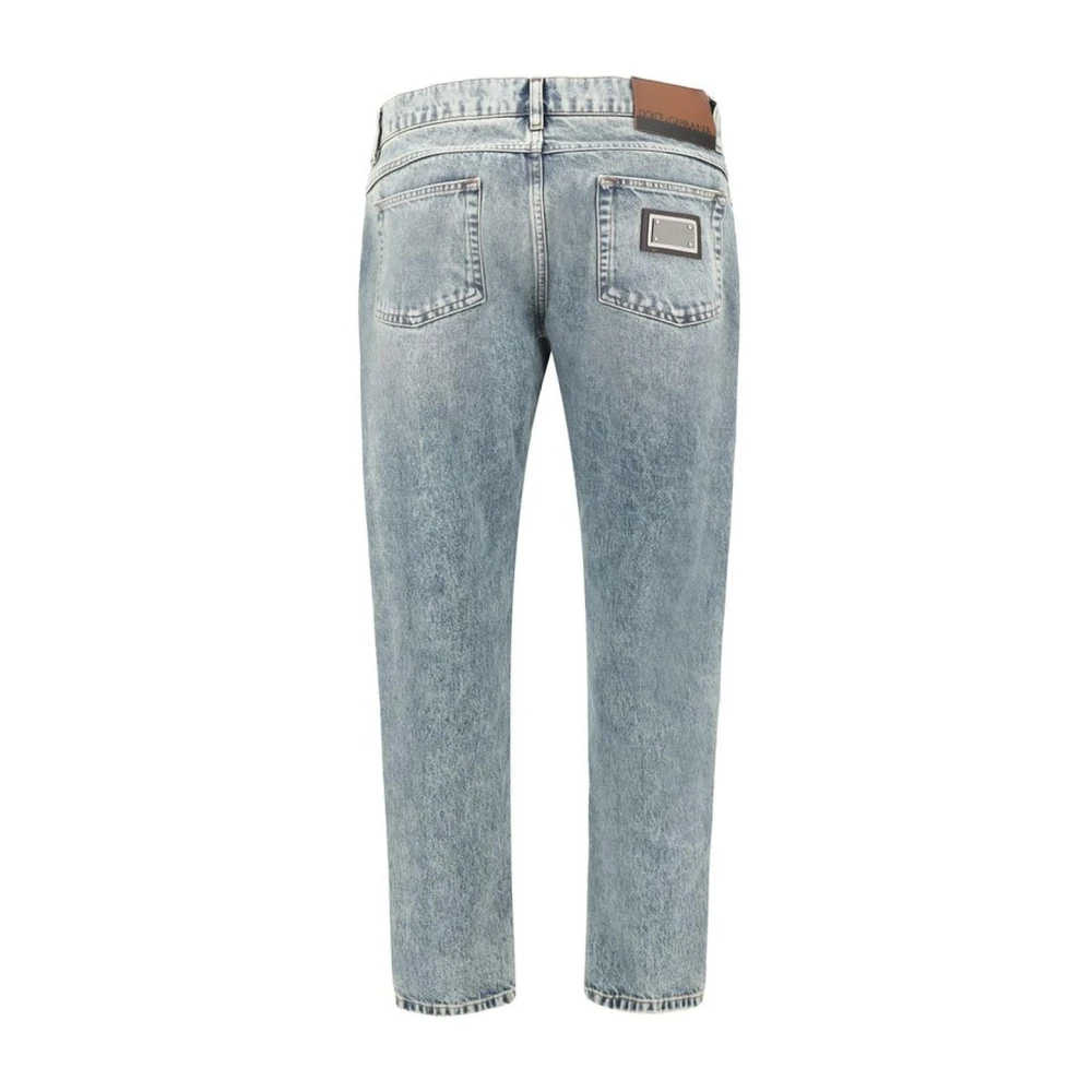 Dolce & Gabbana Mid-Rise Jeans met Versleten Effect en Riemlussen Blue Heren