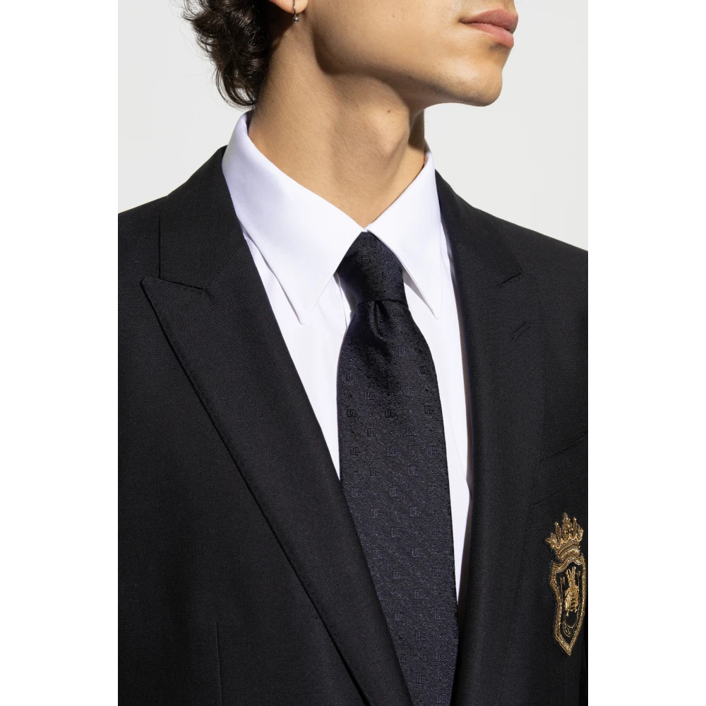 Dolce & Gabbana Zijden stropdas met monogram Black Heren