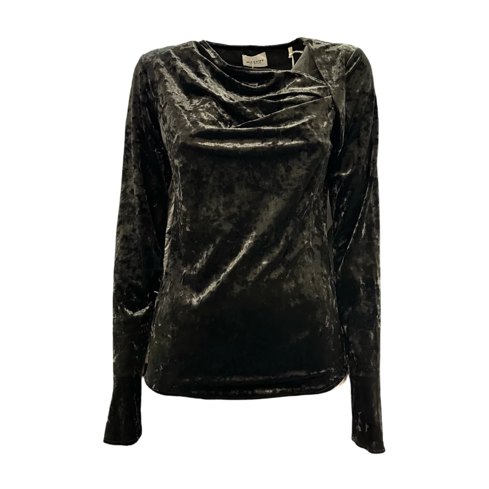 Isabel Marant Étoile Asymmetrisch Langarmshirt Fluweel Black Dames